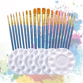 25x Paint Brushes Palette Set Acrylic Painting Tool Artist Paint Brushes Nylon Hair Brushes for Arts Projects Classroom Make up DIY Crafts