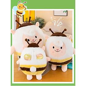 Thú nhồi bông con cừu tròn vo đáng yêu - Size 20cm - Quà tặng gấu bông con cừu cosplay ong vàng cute cho bé.