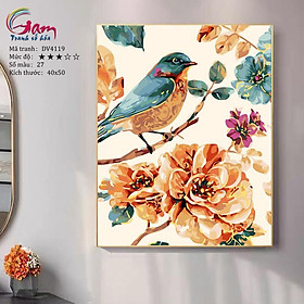 Mua Tranh sơn dầu số hóa tự tô  Chim và hoa DV4119