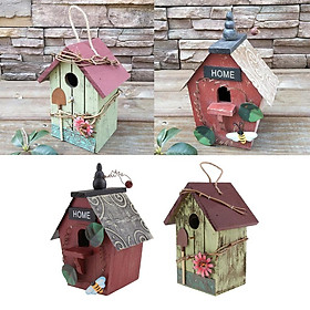 2 x Rustic Country Wood Decorative Bird House, Hanging Birdhouse Garden A +E