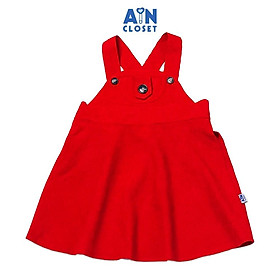 Váy yếm bé gài Đỏ trơn nhung tăm - AICDBGEPAFFX - AIN Closet