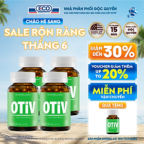 [Tặng Hộp 15v] Combo 4 Hộp 30v - Viên Uống Bổ Não OTIV Ecogreen Giảm Đau Đầu Mất Ngủ, Tăng Trí Nhớ