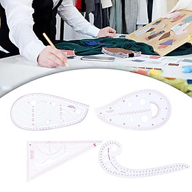4Pcs Multi Purpose French Curve Rulers Accessories Frames Drawing DIY Template Tool Set for Sewing Machine Maker Craft