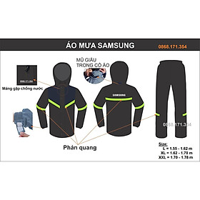 Mua Bộ quần áo mưa Samsung cao cấp siêu nhẹ hai lớp có phản quang an toàn khi đi trời tối