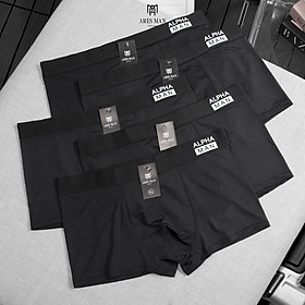 Combo 5 quần boxer nam, quần lót nam cao cấp chất thun lạnh siêu mềm mịn kháng khuẩn co giãn 4 chiều thấm hút mồ hôi tốt - Ares Shop - Combo 5 quần đen ALPHA 2.0 - 3XL