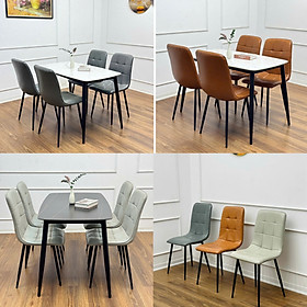 Mua Bộ bàn ăn mặt đá ghế caro Juno Sofa 1m2 kèm 4 ghế tiện lợi giá rẻ