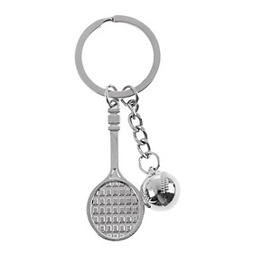 2-3pack Alloy Tennis Racket Ball Style Keychain Keyring Bag Decor Gift Souvenir