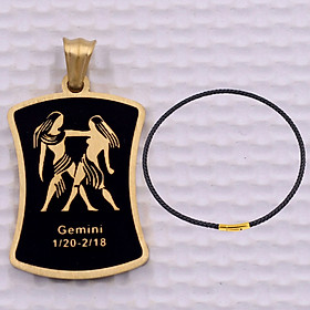 Mặt dây chuyền cung Song Tử - Gemini inox vàng kèm vòng cổ dây da đen, Cung hoàng đạo