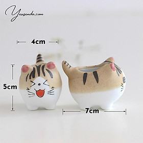 Mua Chậu cây mini trồng Sen đá 5x7cm Mèo con đáng yêu (Gốm