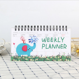 Nơi bán Sổ vở kế hoạch Weekly Planner lò xo 100 trang 9x16cm - Voi xanh & Sóc - Giá Từ -1đ