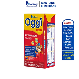 Sữa uống dinh dưỡng Oggi Gold 110ml giúp bé tăng cân nhanh, ngừa táo bón