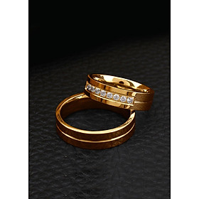 Nhẫn cặp titanium đá zircon BHN73