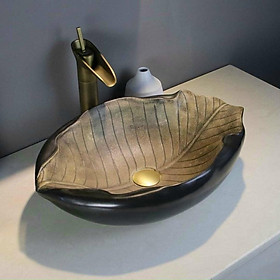 Mua Lavabo sứ hoa văn hình chiếc lá