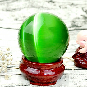 Quả Cầu Phong Thủy Mắt Mèo Xanh Lá - Ánh Sáng Soi Đường Cho Bạn  - Sự Nghiệp Như Ánh Sáng Ban Mai - Thành Công Rực Rỡ - Hợp Mệnh Mộc , Hỏa - Tặng Kèm Đế