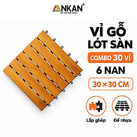 Combo 30 Vỉ Gỗ Lót Sàn Ban Công Đế Nhựa Chắc Chắn – Chống Cong Vênh, Mối Mọt, Màu Đẹp