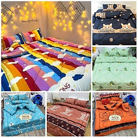 Chăn phao poly cotton tron bo 5 mon ,chăn có ruột bông dày mềm mịn loại 1