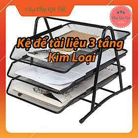 Mua Khay kệ nằm để tài liệu sách vở hồ sơ 3 tầng kim loại