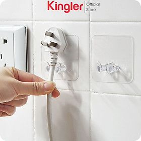 10 Giá Gài Phích Điện Dán Tường Trong Suốt, Móc Dán Tường Gài Các Loại Phích Điện Dán Tường, Kingler 4000Set10