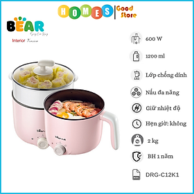 Nồi Điện Đa Năng Mini BEAR DRG-C12K1, Dung Tích 1.2 Lít Công Suất 600W - Hàng Chính Hãng