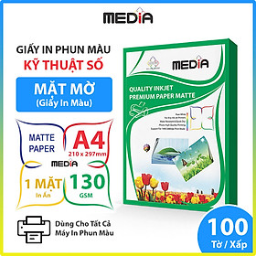 Mua Giấy In Màu Kỹ Thuật Số MEDIA 1 Mặt Mờ (Matte) Khổ A4 (210 x 297mm) Định Lượng 110/130gsm 100 Tờ  Dùng In Ảnh Màu & Tài Liệu Màu - Hàng Chính Hãng