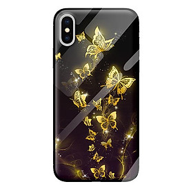 Ốp kính cường lực cho iPhone XS nền bướm vàng 1 - Hàng chính hãng