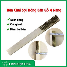Mua Bàn chải sắt mạ đồng cán gỗ kích thước 200mm chuyên đánh gỉ làm sạch bề mặt kim loại