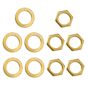 2-6pack 5 Pieces Electric Guitar Bass Jack Output Socket Nuts with Washers Gold