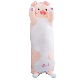 Gối ôm heo bụng thêu lông mịn nằm TC - NHÓC (Hồng đào)
