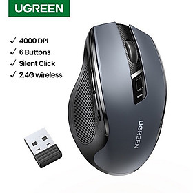 UGREEN Chuột Không Dây 6 nút im lặng 5 Cấp Độ 4000DPI 2.4G Kết Nối USB Mini hàng chính hãng