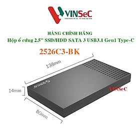 Mua Hộp Đựng Ổ Cứng ORICO 2526C3-BK (Đen) 2.5   SSD/HDD SATA 3 USB 3.1 Type-C Hàng Chính Hãng
