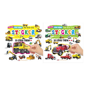 Combo 2 cuốn bé sưu tầm các loại xe công trình - sách sticker thế giới xe - Phát triển IQ - EQ - CQ