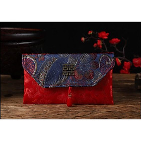  Phong Bì Đỏ Thổ Cẩm thêu Hoa vải gấm Song Hỷ Cưới Hỏi-Nạp tài,Quà tặng năm mới.