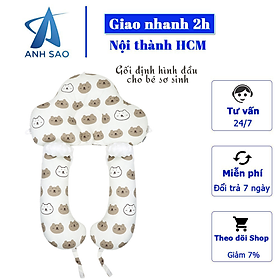 Gối định hình đầu, gối chặn chữ U cho trẻ sơ sinh A ( 0-1 tuổi) - Gấu nâu