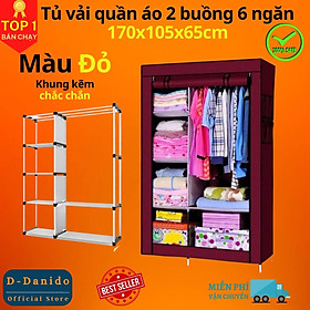 Tủ Quần Áo 2 Buồng 6 Ngăn Tiện Lợi, Tủ Vải 170cm Chất Lượng Cao Chắc Chắn, Vững Chãi - Hàng Chính Hãng miDoctor