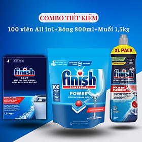 Viên rửa bát finish All in One 100 viên nhập khẩu châu âu - 100v all in 1+bóng 800+m1,5