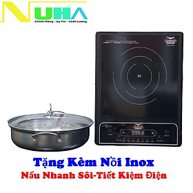 Mua Bếp điện từ Ladomax Ha667 tặng kèm nồi lẩu inox  Phím cơ  bảo hành 12 tháng-Nấu nhanh sôi-Hàng Chính Hãng