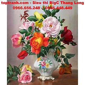 Mua Tranh thêu chữ thập bình hoa hồng cổ LV3367 chưa thêu