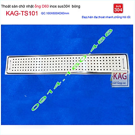 Mua Phễu thoát sàn 10x60 cm KAG-TS101(D60)   thoát sàn nhà tắm hình chữ nhật Inox SUS304 mặt caro cao cấp thoát nhanh chống hôi chặn tóc tốt