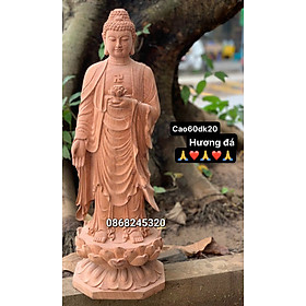 Mua Tượng phật adi đà liên hoa bằng gỗ hương đá kt cao 60×23×21cm