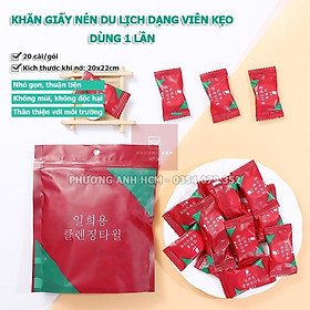Mua Khăn nén cotton Viên khăn nén cao cấp Túi 20 Khăn Giấy Nén Hàn Quốc Dạng Viên Kẹo Dùng 1 Lần Tiện ích