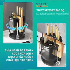 Kệ Để Dao Thớt Xoay 360 Độ Thép Cao Cấp