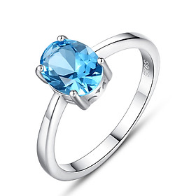 Nhẫn Bạc Nữ Đá Topaz Xanh N-1449  Bảo Ngọc Jewelry  Freesize  - 8