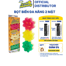 Mua Set 3 miếng Bông Hoa Colors Scrub Mommy -  2 mặt đa năng - an toàn - chống mùi