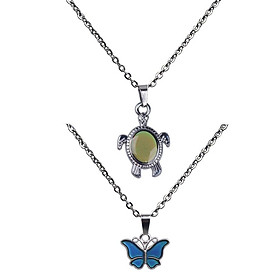 2pcs Butterfly Turtle Pendant Color Change Feeling Emotion Mood Necklace