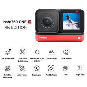 Máy quay thể thao Insta360 ONE R 4K chống rung lắc với góc quay rộng nét 4K hỗ trợ định hóa 5M