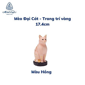 Tượng Mèo Sứ Cao Cấp Minh Long - Đại Cát - Trang Trí vàng - 17.4 cm