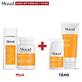 Bộ sản phẩm Murad chống nắng bên trong - Giảm nám bên ngoài Tặng Kem tái tạo da Intensive C Radiance Peel + Essential-C Cleanser