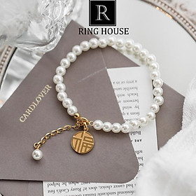 B14 Vòng Tay Chuỗi Hạt Trai Phúc Titan Không Đen Phai Màu Ring House
