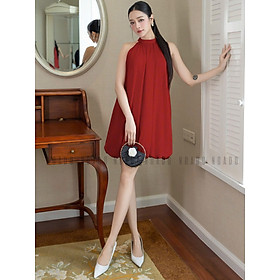 Đầm bí đỏ cổ yếm NGADO , đầm cổ yếm , đầm dự tiệc , dạo phố