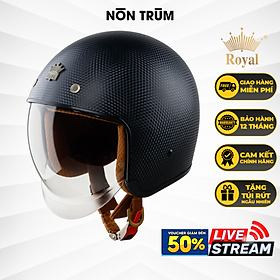 Nón bảo hiểm 3/4 ROYAL M139 có kính âm VÂN CARBON
